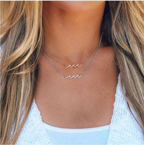2023 gioielli di moda estiva in acciaio inossidabile Holiday Bohemia Styles Ladies Girls Beach Surfer Sea collana con onde Delicate - Product Image 5