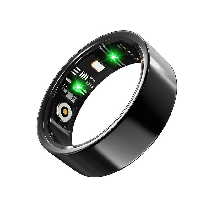 Smart Ring Health Monitor Sleep Tracking App Control Wireless Charging IP68 Waterproof Alloy 4 Days Battery Life Android