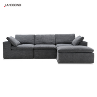 Canapé modulaire moderne sans structure, 2-3 places, en tissu, convertible en lit, en forme de L, pour villa, en mousse compressée sous vide