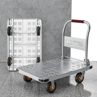 Chariot à plateforme pliable robuste en acier galvanisé à chaud, multi-tailles, avec freins verrouillables, roulettes antidérapantes et poignée réglable