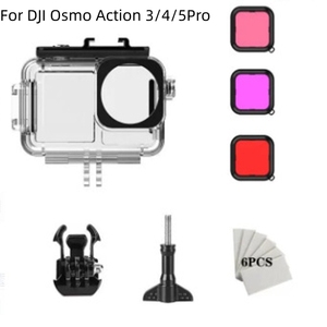 Boîtier étanche pour DJI Osmo Action <span class=keywords><strong>3</strong></span> <span class=keywords><strong>4</strong></span> 5Pro, coque de protection pour plongée sous-marine à 40 m avec support griffe froide et <span class=keywords><strong>3</strong></span> filtres couleur - Product Image 1
