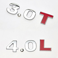 Autocollant 3D DIY en métal chromé noir pour emblème de voiture, lettres et chiffres anglais, logo de cylindrée pour coffre