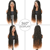 Perruques tressées pour femmes noires, 30 pouces, avec dentelle frontale complète, sans nœuds, style déesse bohème, tresses carrées, avec cheveux de bébé