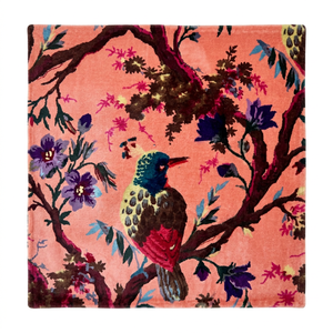 Funda de Almohada de Terciopelo, Estampado Floral de Aves, Rosa Intenso, Tamaño Personalizable, Fundas de Almohada de Terciopelo Atractivas - Product Image 1