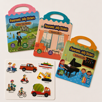 Livre d'autocollants en gelée TPE à motifs de dessins animés, réutilisable, étanche, écologique, portable, pour enfants, fournitures scolaires, personnalisable