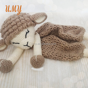 Doudou en laine crochetée en forme d'agneau, couverture de sécurité apaisante, couverture de sommeil, doudou pour bébé - Product Image 2