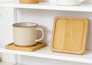 Cross-Border Luxury <b>Bamboo</b> Wood Coaster Sets DIY Mosaic Square Pad Base Wholesale Low Prices High-End Dining <b>Table</b> Feel. - Product Image 2