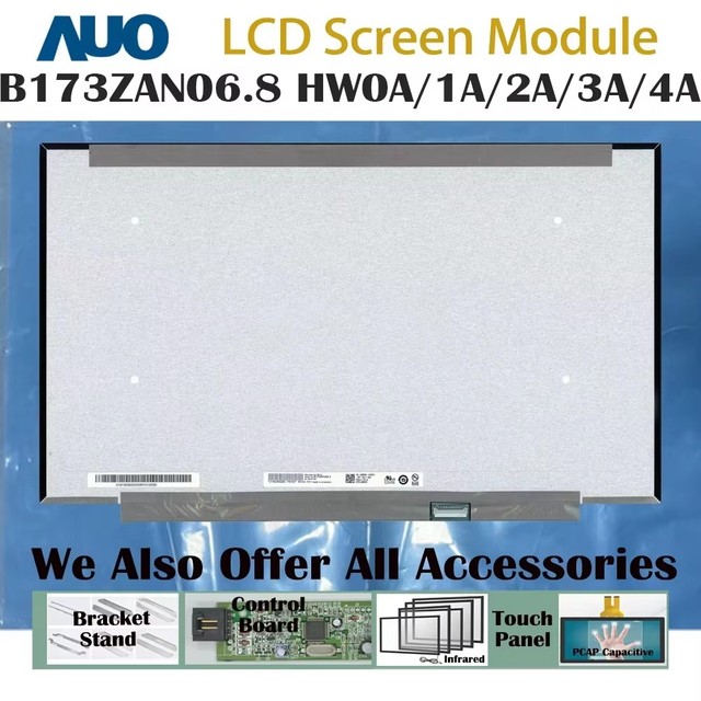 B173ZAN06.8 HW0A/1A/2A/3A/4A Brand New No Touch 17.3" 16:9 IPS HDR Mini LED Laptop LCD Screen Module 3840*2160 WLED EDP 40 Pins