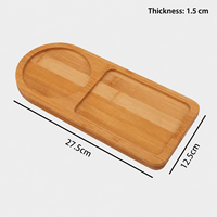Plateau de service en bois d'acacia avec compartiments, style japonais, assiette de petit-déjeuner pour café, pain, dessert, collation, logo personnalisé