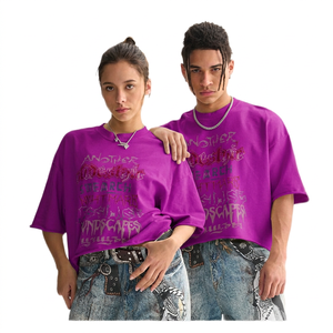 Camisetas FLN 2026 Personalizadas con Estampado de Letras, Tejidas para Hombre, con Borde sin Rematar, Estilo Urbano, Felpa Francesa, Oversize, Unisex, Casuales, Cortas y Cuadradas - Product Image 3