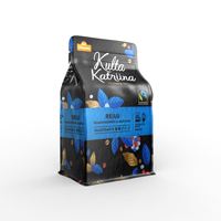 Sachets d'emballage de café refermables imprimés sur mesure, sacs à fond plat gaufrés pour grains de café et poudre, matériau de qualité alimentaire