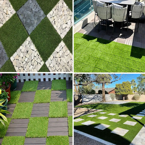 Alfombra verde entrelazada para jardín de casa, césped <span class=keywords><strong>artificial</strong></span> de 25mm, azulejos de césped sintético ecológico/suelo deportivo para mascotas - Product Image 5