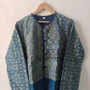 Chaqueta de edredón de kantha vintage hecha a mano de algodón indio chaqueta acolchada étnica hecha a mano para mujer edredón de tamaño libre personalizado