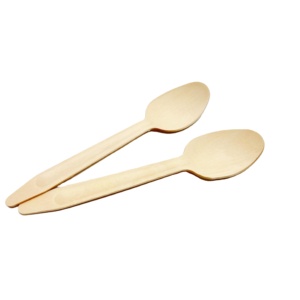 <span class=keywords><strong>Ecolife</strong></span> 6,5 pulgadas 165mm madera de abedul natural juegos de cubiertos desechables 6,5 pulgadas 165mm cuchara de madera plato vajilla - Product Image 2
