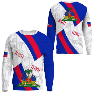 Sweats à capuche noirs hommes Haïti île drapeau haïtien Tribal imprimé graphique col rond manches longues décontracté ample sweat pulls - Product Image 3