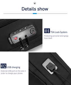 Kingsons chống trộm Ba lô cho người đàn ông lớn Túi ánh sáng <span class=keywords><strong>Sling</strong></span> Bag với TSA khóa ipad túi máy tính xách tay - Product Image 4