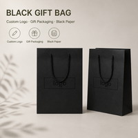 Sac cadeau en papier noir personnalisé, directement de l'usine, avec poignées en corde, pour baskets, mode et emballage de détail haut de gamme