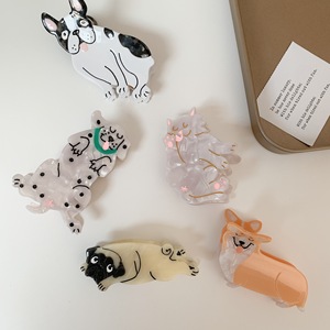 Accesorios de garra de <span class=keywords><strong>pelo</strong></span> de nuevo diseño coreano MIO, venta al por mayor, pinzas de garra de diamantes de imitación de acetato con forma de perro para mujeres y niñas - Product Image 6