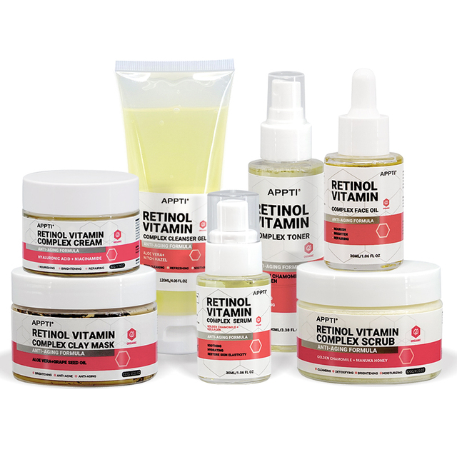 Wholesale Custom Retinol Vitamin C Face Serum Face Cream Moisturizer  Whitening Vc Anti Aging Complex Cream Skin Care Set