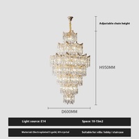 Lustres de plafond de luxe Yingduan Villa Hotel Crystal Gold LED à intensité variable 6000K lumière du jour pour salon et restaurant