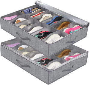 Organizador de Zapatos Cuadrado Gris de Aluminio y Plástico PP Personalizado, Caja de Almacenamiento de Zapatos Plegable con Tapa - Product Image 2