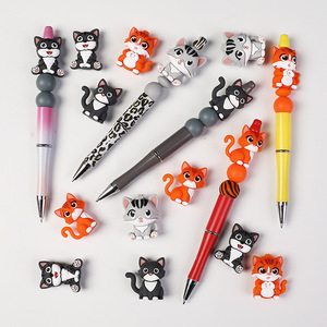 Nouvelles perles en silicone 3D motif chat de dessin animé, mignonnes, pour colliers, bijoux DIY, pendentifs, accessoires de perles, perles en vrac, vente en gros - Product Image 1