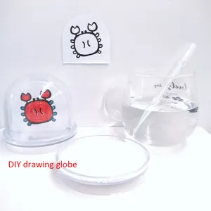 9*9*8.5cm Glitter Plastic Crafts DIY Drawing Toys Photo Album Snow Globes with Drawing Cards