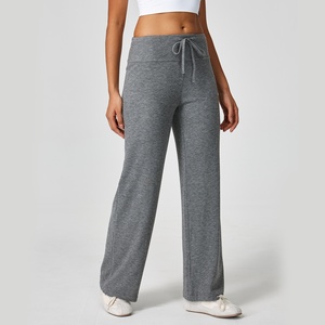 <span class=keywords><strong>Pantalon</strong></span> droit coupe bootcut pour <span class=keywords><strong>femme</strong></span>, taille élastique avec cordon de serrage, ample et fluide, longueur ras du sol, en <span class=keywords><strong>polyester</strong></span>, <span class=keywords><strong>viscose</strong></span> et <span class=keywords><strong>élasthanne</strong></span>, couleur unie, idéal pour l'été - Product Image 3