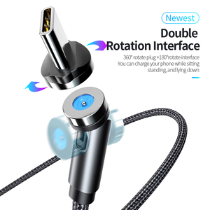 High Quality 3-in-1 540-Degree Rotation LED Nylon Weave 3A Fast Charging USB Data <b>Cable</b> <b>for</b> <b>Computer</b> Barcode Scanner - Product Image 3