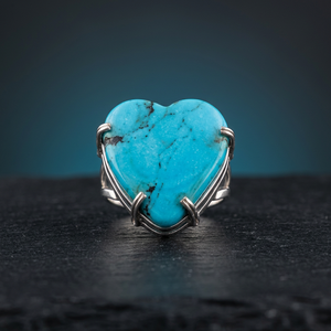 Blue Onyx Gemstone <b>925</b> <b>Silver</b> <b>Ring</b> High Quality Heart Shape Fine Precious Gemstone <b>Ring</b> - Product Image 2