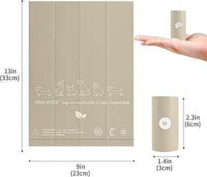 Bolsas para excremento de perro Huamaohengchun, conformes con las normas ASTM D6400 y EN 13432 - 270 bolsas (18 rollos) - Material de cuero ecológico, grueso e impermeable - Product Image 5