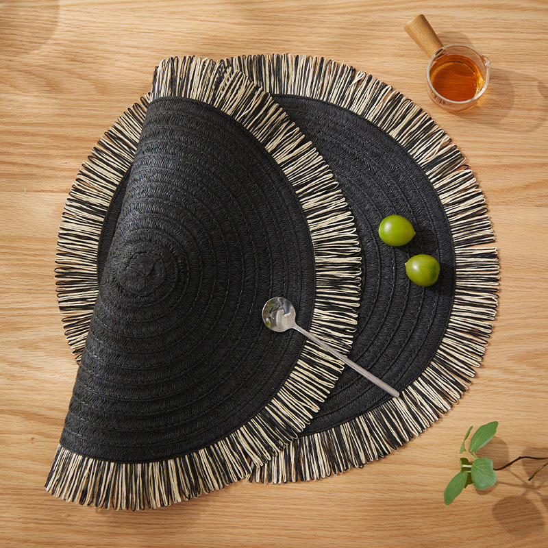 Ychon Vintage Round Woven Tassel Placemats