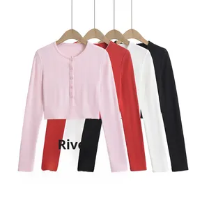 <span class=keywords><strong>Cárdigan</strong></span> Corto de Punto Casual de Manga Larga con Cuello Redondo, Estilo Europeo y Americano, Nuevo para Verano - Product Image 1