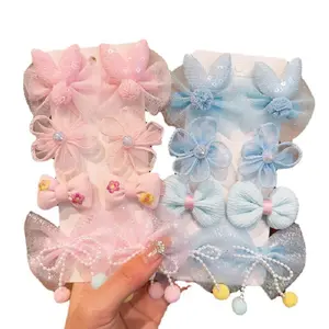 Princess Style Hair Bow Accessories For Girls Pretty Flower Hair Clips With Pearl Hot Sales Kids Pearl Bow Hair Pins