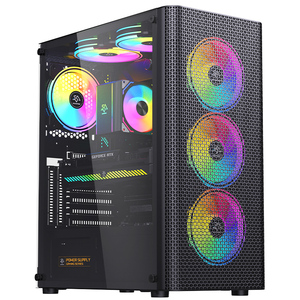 SNOWMAN CS017 ATX Boîtier <span class=keywords><strong>de</strong></span> jeu PC mi-tour Panneau supérieur perforé à haut débit d'air Panneaux latéraux en verre trempé Support <span class=keywords><strong>de</strong></span> <span class=keywords><strong>radiateur</strong></span> 360mm - Product Image 1