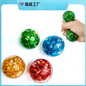 ของเล่นบีบคลายเครียดรูปทรงลูกบอลเกล็ดหิมะคริสต์มาสแบบข้ามพรมแดน ทำจากยางนิ่ม ประดับเลื่อม เจลลี่ บีบแล้วคืนตัวช้า - Product Image 2
