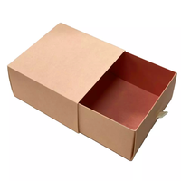 Caja de regalo de cajón de papel corrugado Kraft personalizada con cinta de logotipo para reloj de papelería-Relieve de laminación mate