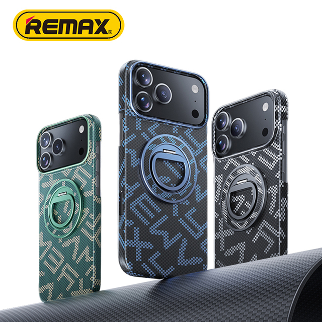 Remax Ultra Thin 1.2mm Nanomaterials Braid Carbon Fiber Textured Shockproof Magnetic Ring Phone Case for iPhone 17 Air Pro Max