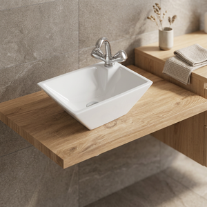 Lavabo de mesa redondo pequeño Lavabo de cerámica Nuevo diseño Lavabo de baño de encimera blanco elegante - Product Image 2