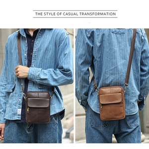 Sac à bandoulière en cuir de vachette personnalisé pour homme, sac messager en cuir véritable - Product Image 3
