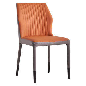 Two Tone Eco-Friendly Faux Leather Upholstered Quilted Luxury Modern Dining Room Accent <b>Chairs</b> <b>Padded</b> Curved Seats Home - Product Image 1
