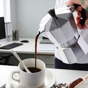 Cafetière Moka Moderne Économique en Aluminium Argenté pour Expresso sur Plaque de Cuisson, Accessoire de Cuisine Ecocoffee - Product Image 5