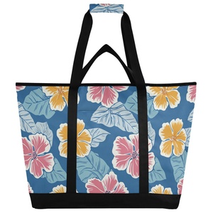 Sac isotherme de pique-nique et de camping à grande capacité, avec logo personnalisé, motif floral hawaïen, haute qualité, impression à la demande - Product Image 1