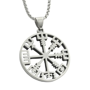 Pendentif boussole en acier inoxydable, collier géométrique rétro pour homme, bijoux tendance - Product Image 4