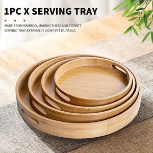 Customized bamboo <b>tray</b>, creative Japanese-style baking <b>tray</b>, double-handled round tea <b>tray</b>, household tea set, <b>small</b> tea <b>tray</b> - Product Image 2