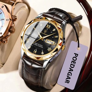 Reloj de pulsera POEDAGAR original de lujo para hombre, resistente al agua, luminoso, con fecha, día de la semana, deportivo, clásico, de cuarzo, con correa de cuero. - Product Image 4