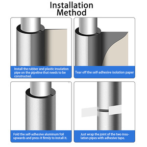 Tube d'isolation en mousse de caoutchouc pré-découpé en aluminium, à cellules fermées, imperméable, pour conduite d'eau réfrigérée - Product Image 3