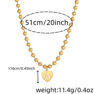 Collar con colgante de corazón de acero inoxidable con inicial del alfabeto inglés A para uso diario, regalo de aniversario - Product Image 4