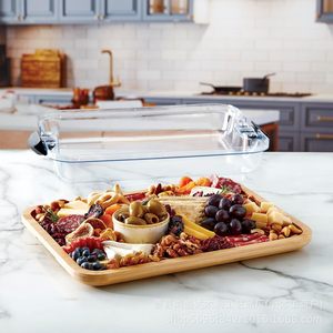 Plateau à fromage en bambou avec couvercle, 12x16 pouces, plateau de service pour charcuterie, en-cas, fruits et charcuterie - Product Image 2