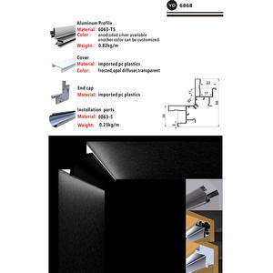 <span class=keywords><strong>Profilé</strong></span> aluminium LED <span class=keywords><strong>de</strong></span> grande taille pour éclairage double face adapté au plafond Installation directe 68*68mm Montage en surface pour coin - Product Image 6